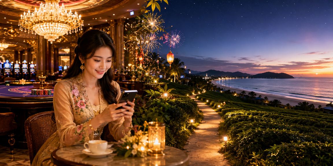 Pengguna mengurus akaun VIP 57100 menggunakan telefon mudah alih di Langkawi Malaysia